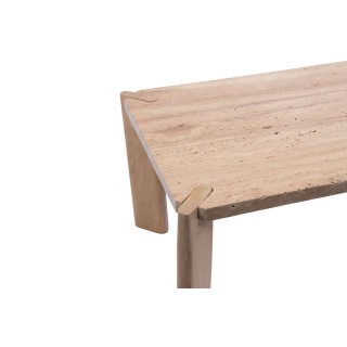 Table basse rectangulaire en marbre et manguier L100 ZAZA - HELLIN