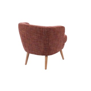 Fauteuil rétro en tissu chiné et piétement en bois DAGOBERT - HELLIN