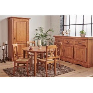 Table ronde extensible chêne moyen D115 + 3 rallonges VICTORIA - HELLIN