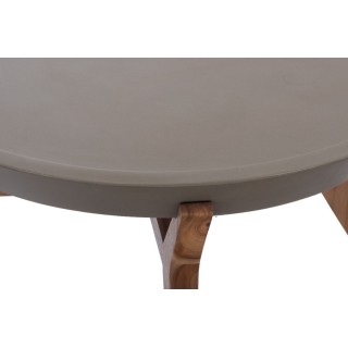 Table basse ronde en béton gris et pieds en acacia D80 SALAZIE - HELLIN