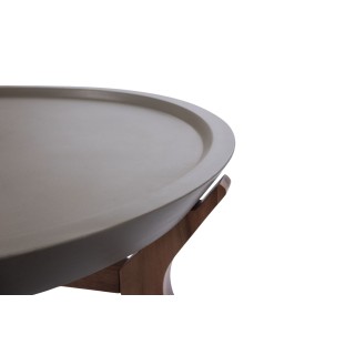 Table basse ronde en béton gris et pieds en acacia D80 SALAZIE - HELLIN