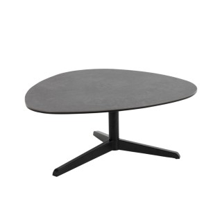 Table basse galet en céramique et pied en métal noir L84 BARBARA - HELLIN