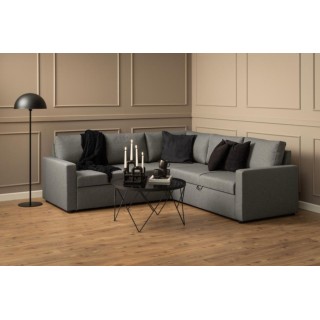 Table basse en verre fumé et métal / diamètre 80 cm | Hellin