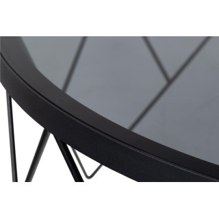Table basse en verre fumé et métal / diamètre 80 cm | Hellin