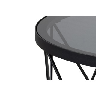 Table basse en verre fumé et métal / diamètre 80 cm | Hellin