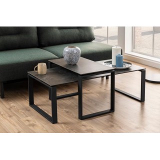 Table basse rectangulaire en céramique et métal (set de 2) KATHY - HELLIn