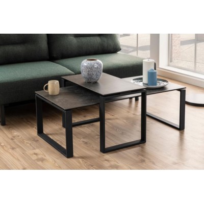 Table basse rectangulaire en céramique et métal (set de 2) KATHY - HELLIn