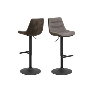 Tabouret de bar en tissu bicolore gris et brun (lot de 2) - ALICIA