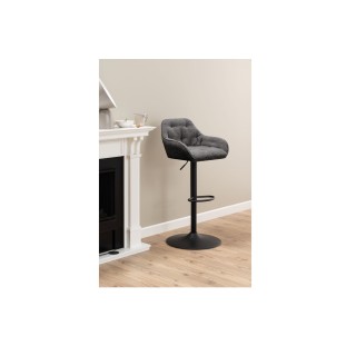 Tabouret de bar en tissu et pied tulipe métal noir (lot de 2) - BROOK