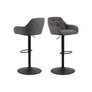 Tabouret de bar en tissu et pied tulipe métal noir (lot de 2) - BROOK