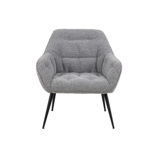 Fauteuil en tissu gris piétement obliqué en métal noir - SAMY