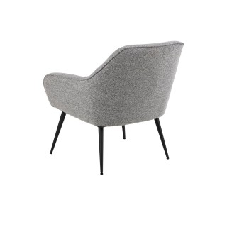Fauteuil en tissu gris piétement obliqué en métal noir - SAMY