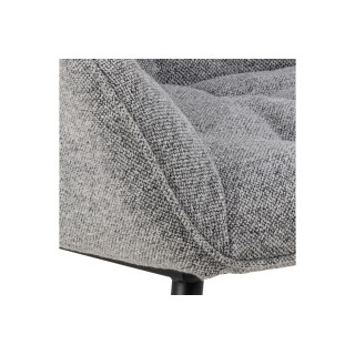 Fauteuil en tissu gris piétement obliqué en métal noir - SAMY