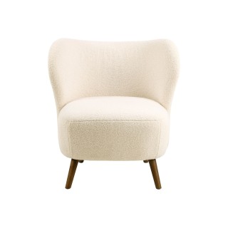 Fauteuil en tissu écru piétement en bois peint en noir- WINNY