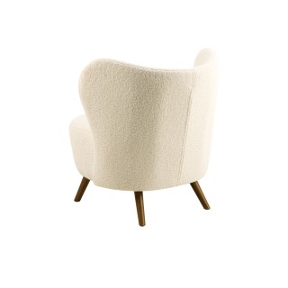 Fauteuil en tissu écru piétement en bois peint en noir- WINNY
