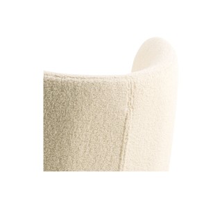 Fauteuil en tissu écru piétement en bois peint en noir- WINNY