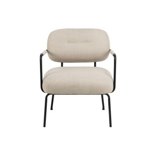 Fauteuil lounge de salon en tissu beige et métal MALRONE - HELLIN