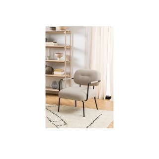 Fauteuil lounge de salon en tissu beige et métal MALRONE - HELLIN