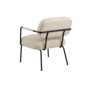 Fauteuil lounge de salon en tissu beige et métal MALRONE - HELLIN
