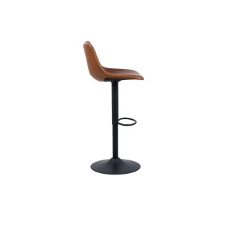 Tabouret de bar simili marron piétement tulipe métal noir (lot de 2) - JACK