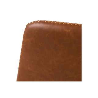 Tabouret de bar simili marron piétement tulipe métal noir (lot de 2) - JACK