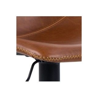 Tabouret de bar simili marron piétement tulipe métal noir (lot de 2) - JACK