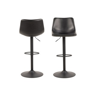 Tabouret de bar simili marron piétement tulipe métal noir (lot de 2) - JACK
