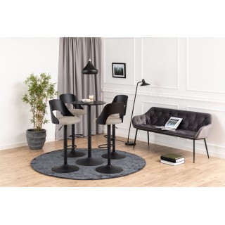Tabouret de bar assise en tissu piétement en métal noir (lot de 2) - LUCKI