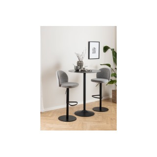 Tabouret de bar en tissu gris clair  et piétement en métal noir (lot de 2) - PATIA