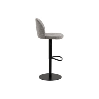 Tabouret de bar en tissu gris clair  et piétement en métal noir (lot de 2) - PATIA