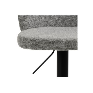 Tabouret de bar en tissu gris clair  et piétement en métal noir (lot de 2) - PATIA