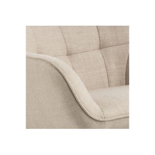 Fauteuil en tissu beige capitonné piétmeent oblique en métal noir - OTIS
