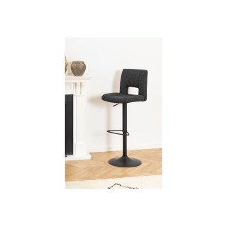 Tabouret de bar en tissu piétement tulipe noir (lot de 2) - SYLVETTE