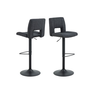 Tabouret de bar en tissu piétement tulipe noir (lot de 2) - SYLVETTE