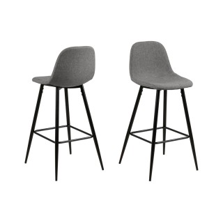 Tabouret de bar en tissu piétement tulipe noir (lot de 2) - WILLY