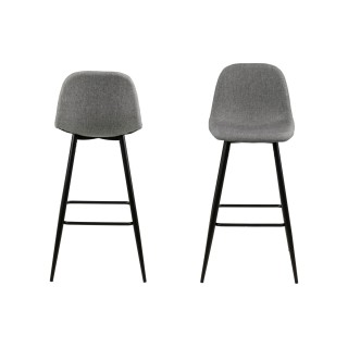 Tabouret de bar en tissu piétement tulipe noir (lot de 2) - WILLY