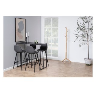 Tabouret de bar en tissu piétement tulipe noir (lot de 2) - WILLY