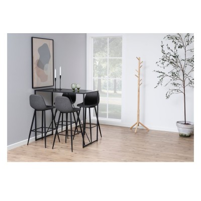 Tabouret de bar en tissu piétement tulipe noir (lot de 2) - WILLY