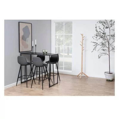 Tabouret de bar en tissu piétement tulipe noir (lot de 2) - WILLY
