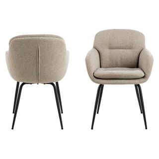 Chaise de salle à manger en tissu piétement métal noir  (lot de 2) MARTA - HELLIN