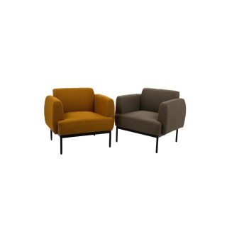 Fauteuil contemporain aux lignes droites en tissu bouclette SASHA - HELLIN