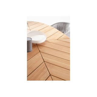 Table à manger de jardin ovale en teck et métal L240 CAP FERRET - HELLIN