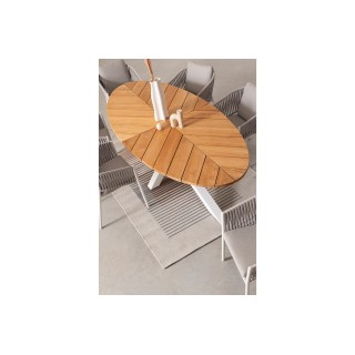 Table à manger de jardin ovale en teck et métal L240 CAP FERRET - HELLIN