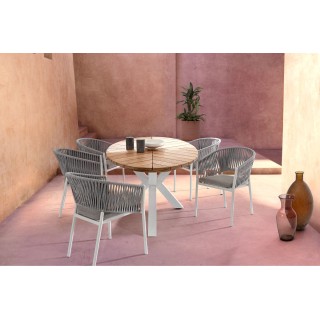 Table à manger de jardin ovale en teck et métal L240 CAP FERRET - HELLIN