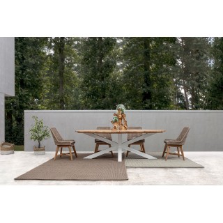 Table à manger de jardin ovale en teck et métal L240 CAP FERRET - HELLIN