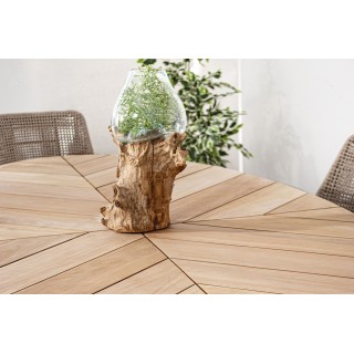 Table à manger de jardin ovale en teck et métal L240 CAP FERRET - HELLIN