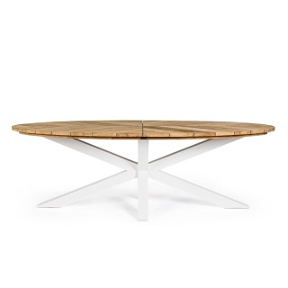 Table à manger de jardin ovale en teck et métal L240 CAP FERRET - HELLIN