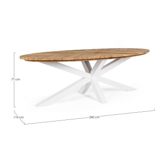 Table à manger de jardin ovale en teck et métal L240 CAP FERRET - HELLIN