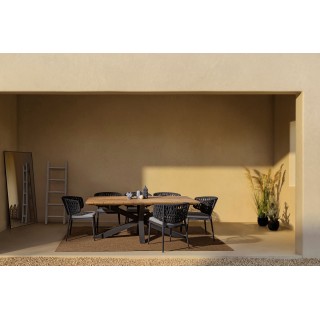 Table à manger de jardin rectangulaire teck et métal L200 CAP FERRET - HELLIN