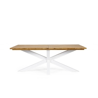 Table à manger de jardin rectangulaire teck et métal L200 CAP FERRET - HELLIN